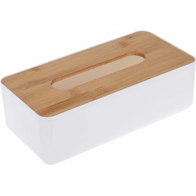 Storagesolutions box na kapesníky s bambusovým víkem 26 × 13 × 8 cm bílý
