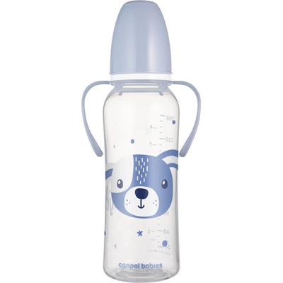 Canpol Babies láhev úzkohrdlá s úchyty Cute Animals modrá 250ml