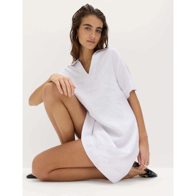 Marks & Spencer Мини рокля с лнен яка Marks & Spencer бяла Marks & Spencer | Byal | ЖЕНИ | 8