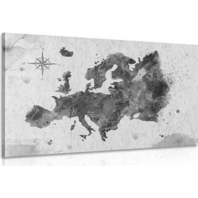 Obraz retro mapa Evropy v černobílém provedení - 40x30