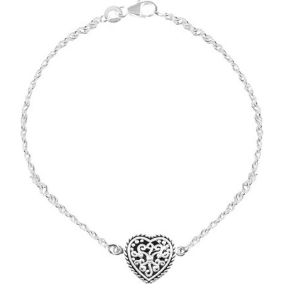 Šperky eshop stříbrný srdce s patinou a ornamenty SP26.10