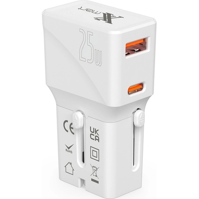 Xmart Бързо Зарядно устройство с преходници за различни стандарти Xmart G525, 25W PD, Бяло, 26357 (26357)
