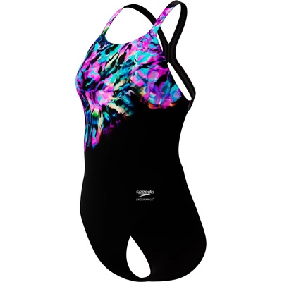 Speedo Дамски бански костюм Speedo Women's Placement Printed Powerback Swimsuit - Glitchy Garden / Black - размер 46 (EU) (150-5721-0423)