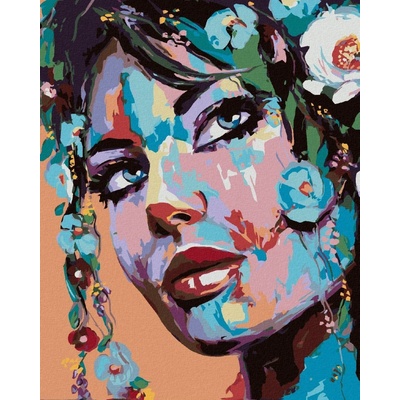 zuty Zuty Malování Podle Čísel Pop-Art Portrét Ženy S Květinami 40 x 50 Cm Plátno Rám