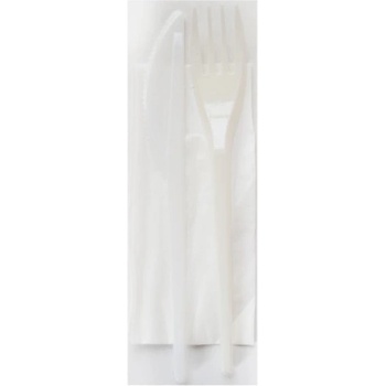 Image 1 of Комплект - Вилица, нож, лъжица, салфетка за еднократна употреба