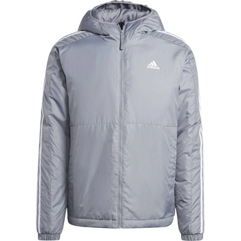 adidas Яке Adidas Men's 3 Stripe Essential Waterproof Wind Resistant Long Sleeve Puffer Jacket - Grey