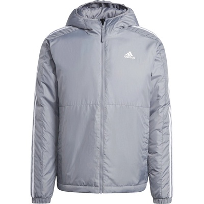 adidas Яке Adidas Men's 3 Stripe Essential Waterproof Wind Resistant Long Sleeve Puffer Jacket - Grey