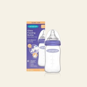 Lansinoh Стъклено шише с биберон Lansinoh - NaturalWave, 160 ml, 0м+ (m-77240)
