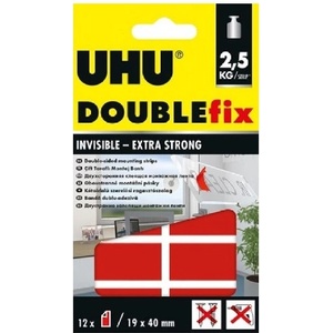 UHU самозалепващи ленти DOUBLEfix Invisible 19 мм x 40 мм