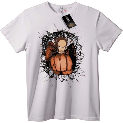 NOONEBRAND Тениска с аниме герой с юмрук - XL, White