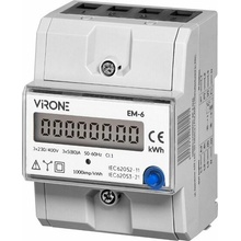 Elektroměr 3F na DIN lištu třífázový VIRONE EM-6 digitální, RESET