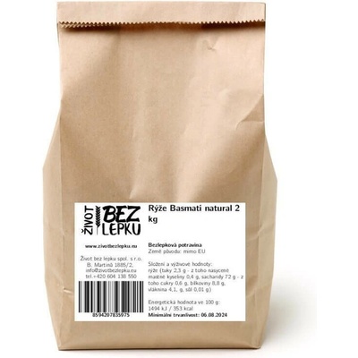 Život bez lepku Basmati natural ryža 2 kg