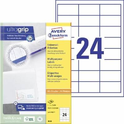 Etikety univerzálne 64,6x33,8mm Avery A4 100 hárkov