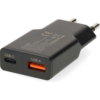 Nedis WCHA30BK Бързо зарядно устройство USB-A / USB-C, GaN, PD3.0, QC, бързо зареждане 1, 5 / 2, 0 / 2, 5 / 3, 0 A, 30 W, черно (WCHA30BK)
