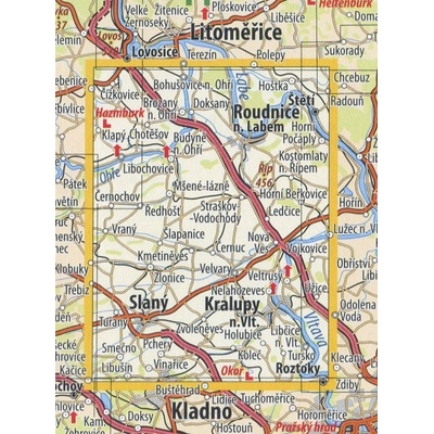 KČT 09 Podřipsko - nástěnná turistická mapa 60 x 90 cm Varianta: mapa v dřevěném rámu, Provedení: Ticiago černý