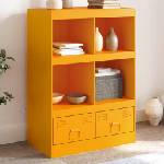 vidaXL Висок шкаф, горчица жълто, 67x39x95 см, стомана (841802)