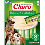 Inaba Foods Dog Churu - Chicken and vegetables - Лакомство за кучета, джобчета с мек пълнеж с пиле и зеленчуци, 8 пакета х 20 грама, Япония EUD605