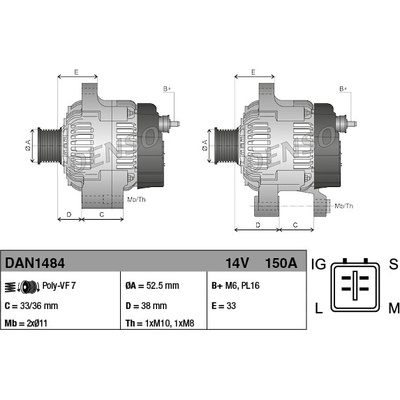 Alternátor DENSO DAN1484