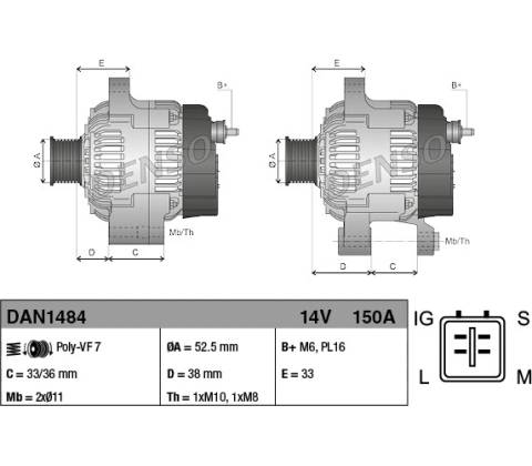 Alternátor DENSO DAN1484