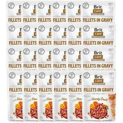 BRIT Care Fillets in Gravy Mix příchutí kachní a lososové filety v omáčce pro kočky 48 x 85 g