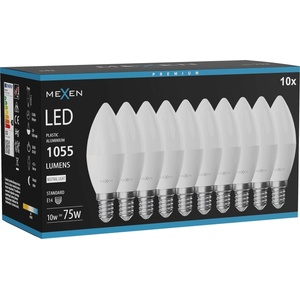 Mexen Nova 10x LED крушка E14, C37, 10W, неутрална - 4000K, 1055 lm - L102-E14-1040-01x10 (L102-E14-1040-01x10)