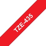 Brother TZe-435, ламинирана лента за етикети, 12 mm x 8 m, бял печат на червен фон (TZe-435)