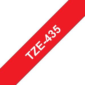 Brother TZe-435, ламинирана лента за етикети, 12 mm x 8 m, бял печат на червен фон (TZe-435)