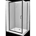 Mexen Apia плъзгаща се душ кабина 120 x 70 см, прозрачна, черна + корито Flat, бяло (840-120-070-70-00-4010B)