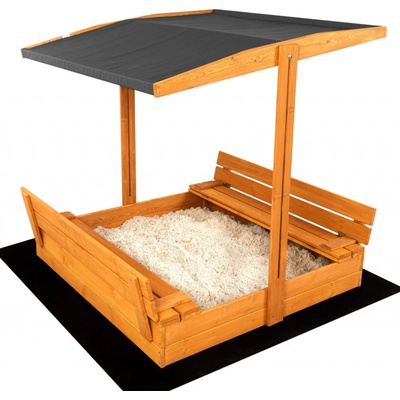 Baby Mix pískoviště s lavičkami a stříškou 120x120 cm šedé – Zboží Dáma