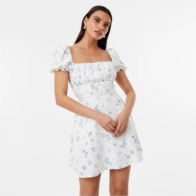 Jack Wills Рокля Jack Wills Tie Back Dress - Wht/Blue Pr