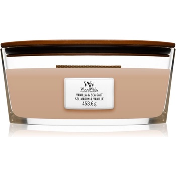 WoodWick Vanilla & Sea Salt ароматна свещ с дървен фитил (hearthwick) 453.6 гр