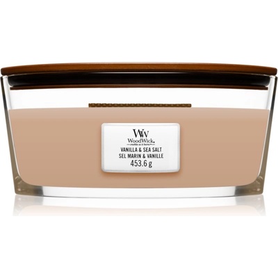 WoodWick Vanilla & Sea Salt ароматна свещ с дървен фитил (hearthwick) 453.6 гр