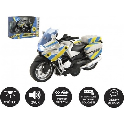 Teddies Motorka policejní na zpětné natažení na baterie se světlem