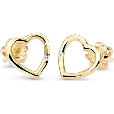 Cutie Jewellery Zlaté srdíčkové náušničky se zirkonem C2761-30-X-1 bílá