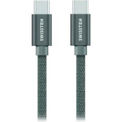 Swissten 71527202 USB-C na USB-C, USB 2.0, zástrčka C - zástrčka C, opletený, 1,2m, šedý