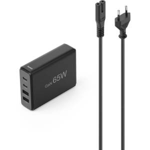 Hama Зарядна станция 65 W, GaN, Fast Charger, 2 x USB-C, 2 x USB-A, PD (HAMA-201979) - cybertrade