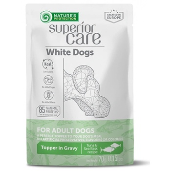 AKVATERA Nature's Protection White Dogs Digestive Care Adult with Tuna Sea Bass, пауч за пораснали кучета с бяла козина с риба тон и лаврак - с грижа за храносмилателната система, Литва - 70 гр