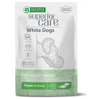 AKVATERA Nature's Protection White Dogs Digestive Care Adult with Tuna Sea Bass, пауч за пораснали кучета с бяла козина с риба тон и лаврак - с грижа за храносмилателната система, Литва - 70 гр