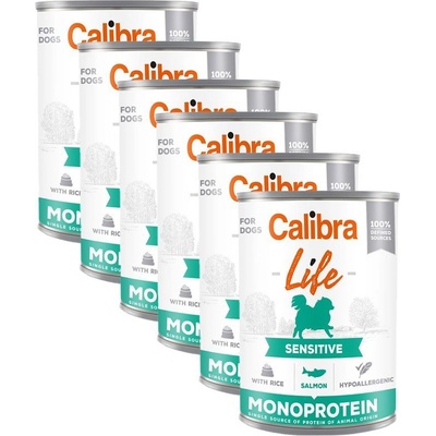 Calibra Dog Life Sensitive Salmon с ориз 6 x 400 г