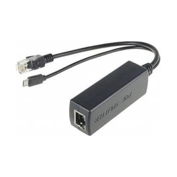 MicroConnect PoE Splitter, 5V 2.4A Ethernet to RJ45 + MicroUSB Black, Compliant with IEEE 802.3af