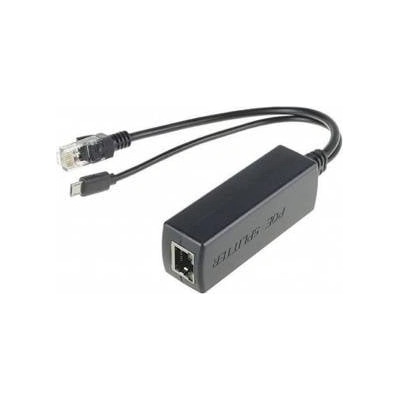 MicroConnect PoE Splitter, 5V 2.4A Ethernet to RJ45 + MicroUSB Black, Compliant with IEEE 802.3af