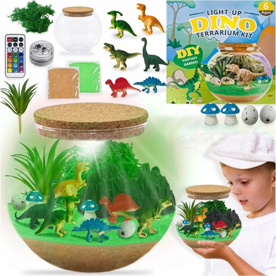 Kreatívna sada dinosaurus terárium LED lampa RGB kinetický piesok