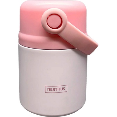 Nerthus 650 мл розов двустенен термос за храна с дръжка Nerthus