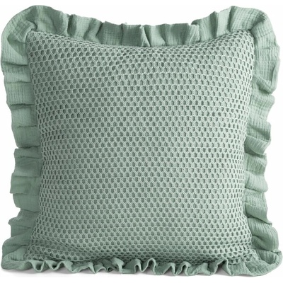 Takoy Povlak na polštář 45x45 cm mušelínový se síťkou a ozdobným volánem po okrajích, šalvějový MUŠELÍN 2-HF-482691 | 45 x 45 cm