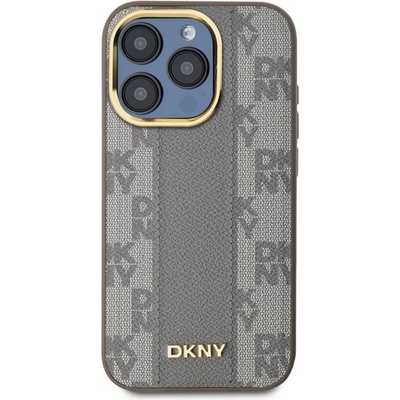 DKNY Калъф DKNY PU Leather Checkered Pattern MagSafe за iPhone 15 Pro, DKHMP15LPCPVSLE, Бежов (DKHMP15LPCPVSLE)