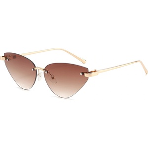 Techsuit Слънчеви очила Techsuit Premium Sunglasses (S099) - дамски, котешко око, без рамка - Златист / Кафяв (Tea) (KF2364768) Слънчеви очила
