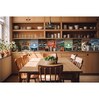 DIMEX ART s. r. o Фототапет за кухня - винтидж плакати 420 x 60 см