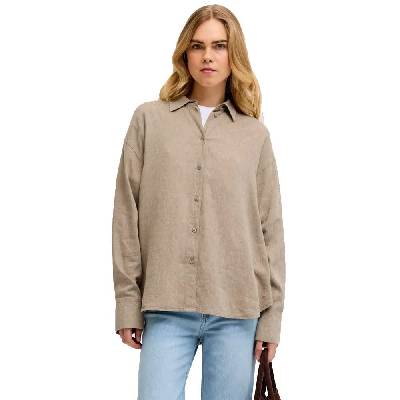 Риза с дълъг ръкав Jack & jones Almira Linen Blend Wvn JJXX long sleeve shirt - Beige (Silver Mink)