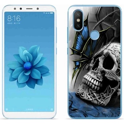 Pouzdro mmCase Gelové Xiaomi Mi A2 - motýl a lebka