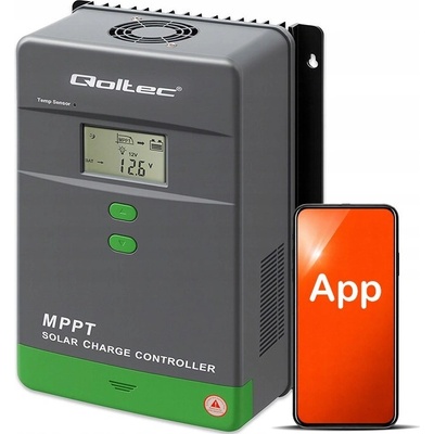 Qoltec LiFePO4 solární regulátor MPPT 60A LCD Bluetooth GEL APP 12/24V USB